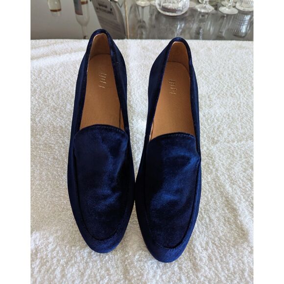 NWOT   J Jill blue velvet Gabrielle leather Slip On Loafers   Sz 7.5 - Picture 7 of 9